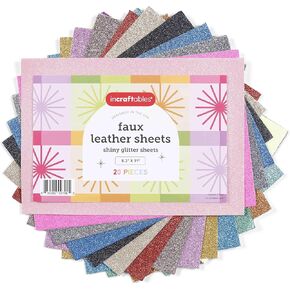 Legaftables Glitter Faux Leather Sheets للحرف 20 قطعة. ألواح جلدية فو متنوعة لـ Cricut (8.3 "x11").