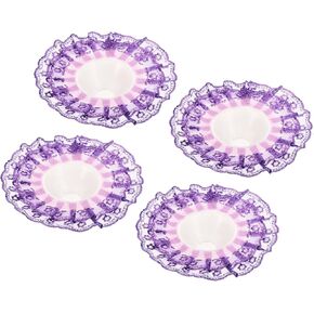 MECCANIXITY Lace Bouquet Collar, Lace Collar DIY Decoration Bridal Bouquet Holder for Flower Shop Wedding Supplies, Purple Pack of 4