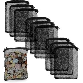 10pcs Aquarium Filter Media Bags,Reusable Fishbowl Fine Mesh Bags with Zipper,Filter Media for Stones Biospheres,Black(7.87 X 5.9inches)