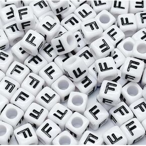 500 PCS IDERS Beads White Square Acrylic Alphabet Beads Letter M Beads for Jewelry Making Bracelets Beadlaces Key Cains DIY 6x6mm