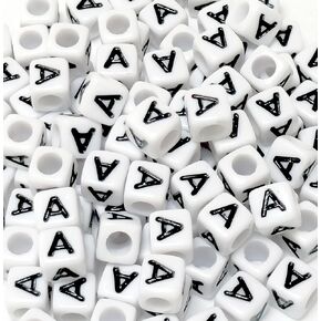 500 PCS Letter Beads White Square Acrylic Alphabet Beads Letter M Beads for Jewelry Making Bracelets Necklaces Key Chains DIY 6X6mm in Saudi Arabia