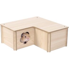 Marchul Multi-Chamber Hamster Wooden House Maze: مخابئ ونفق متعدد الغرف استكشاف ألعاب للفئران الهامستر جيربيلز أو غيرها من الحيوانات الصغيرة ، 3 غرف كبيرة