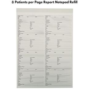 Refill Nursing report Notepad (8 Patients per Template)