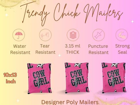 Poly Mailers - 25 Pack, Waterproof, Trendy Chick Mailers 3.15 mil - Heavy Duty, Tear Resistant Mailing Envelopes for small businesses | Cute Shipping Bags for clothing (Wild Wild West, 10x13) in Saudi Arabia