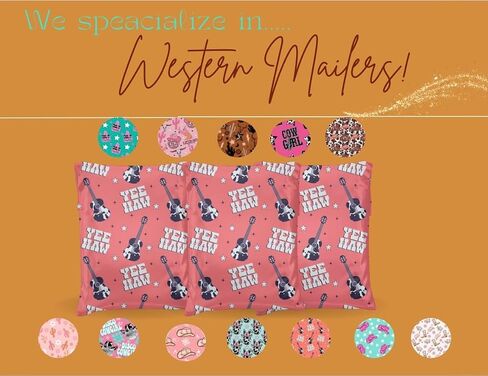 Poly Mailers - 25 حزمة ، مقاوم للماء ، مراسلين فرخين عصريين 3.15 مل - الأظرف البريدية الثقيلة والمقاومة للدموع للشركات الصغيرة | أكياس شحن لطيفة للملابس (Wild Wild West ، 10x13) in Saudi Arabia