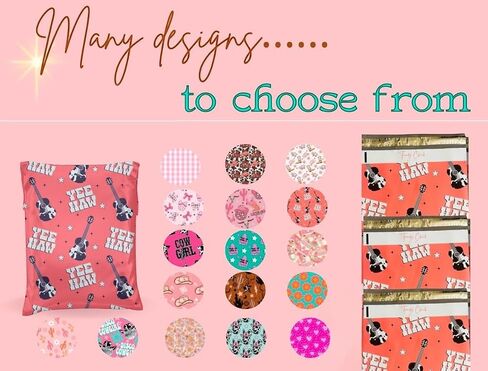 Poly Mailers - 25 حزمة ، مقاوم للماء ، مراسلين فرخين عصريين 3.15 مل - الأظرف البريدية الثقيلة والمقاومة للدموع للشركات الصغيرة | أكياس شحن لطيفة للملابس (Wild Wild West ، 10x13) in Saudi Arabia