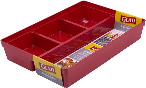 Glad Plastic Drawer Storage Tray – Heavy Duty Organizer Bin for Home, Kitchen, Bath, Bedroom, Office | Non-Slip Feet, 13" x 3", Clear in Saudi Arabia