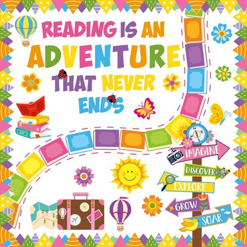 Honoson 71 Pcs Construction Bulletin Board Decorations Road to Success Bulletin Boards Construction Inspirational Classroom Decors for Library Classroom Positive Chalkboard Wall Decor(Road) in Saudi Arabia