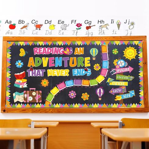 Honoson 71 Pcs Construction Bulletin Board Decorations Road to Success Bulletin Boards Construction Inspirational Classroom Decors for Library Classroom Positive Chalkboard Wall Decor(Road) in Saudi Arabia