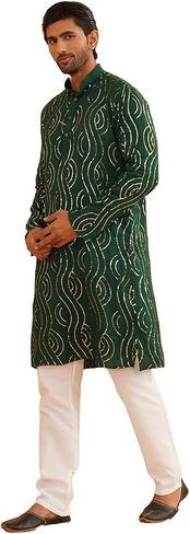 Sojanya (Since 1958, Men's Pure Cotton Grey Designer Kurta and White Churidar Pyjama Set in Kuwait