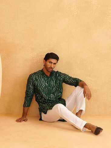 Sojanya (Since 1958, Men's Pure Cotton Grey Designer Kurta and White Churidar Pyjama Set in Kuwait