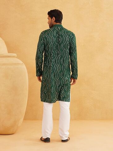 Sojanya (Since 1958, Men's Pure Cotton Grey Designer Kurta and White Churidar Pyjama Set in Kuwait