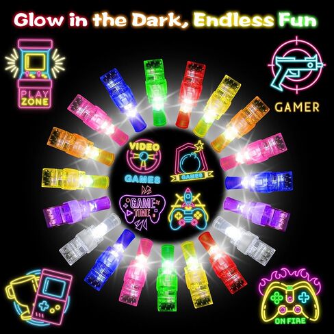 24Pack Video Game Party Favors LED Finger Lights,Gamer Birthday Party Decorations Supplies Glow in the Dark Light Up Toys Gifts Bulk for Kids Boy Girl Classroom Prizes, Fun Gifts in Saudi Arabia