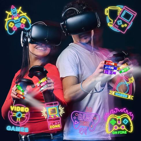 24Pack Video Game Party Favors LED Finger Lights,Gamer Birthday Party Decorations Supplies Glow in the Dark Light Up Toys Gifts Bulk for Kids Boy Girl Classroom Prizes, Fun Gifts in Saudi Arabia