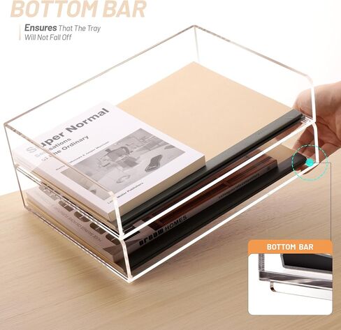 SANRUI Acrylic Paper Tray Organizer for Desk,Desk Organizers and Accessories,2 Pack Stackable Paper Organizer for Letter,Documents,Books,Magazines Crystal-Clear File Organizer in Saudi Arabia