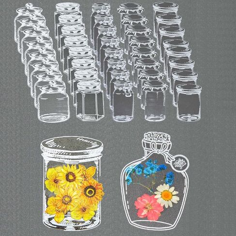 40PCS Dried Flower Bookmarks Clear Jars, Large DIY Mothers Day Pressed Flower Bookmark, Plant Bookmark Set, Transparent Drift Bottle Handmade Glassware Stickers in Saudi Arabia