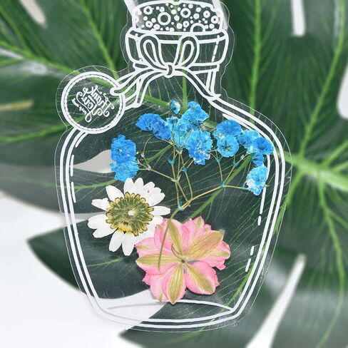 40PCS Dried Flower Bookmarks Clear Jars, Large DIY Mothers Day Pressed Flower Bookmark, Plant Bookmark Set, Transparent Drift Bottle Handmade Glassware Stickers in Saudi Arabia
