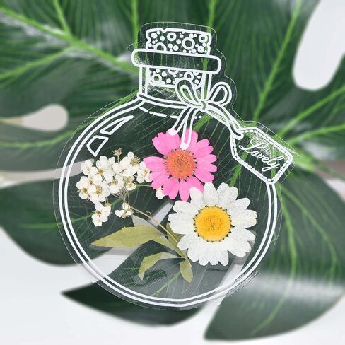 40PCS Dried Flower Bookmarks Clear Jars, Large DIY Mothers Day Pressed Flower Bookmark, Plant Bookmark Set, Transparent Drift Bottle Handmade Glassware Stickers in Saudi Arabia