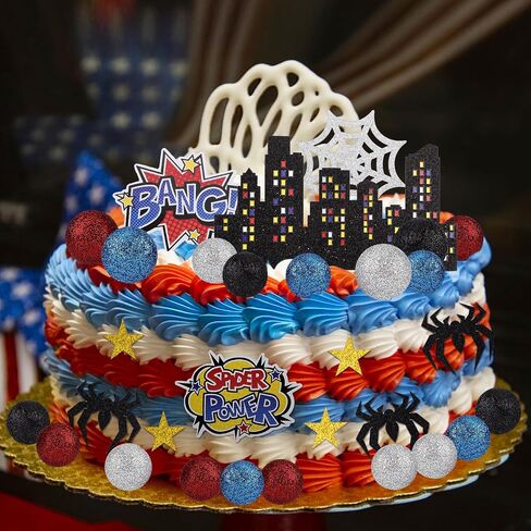 38pcs العنكبوت موضوع كعكة القبعات العليا ، ديكورات كعكة العنكبوت كرات الرغوة عيد ميلاد سعيد ديكورات الويب in Saudi Arabia