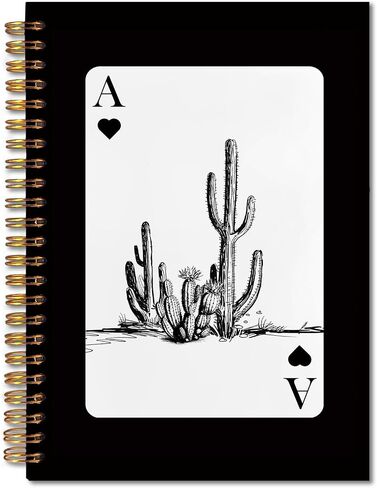 دفتر Notes Spiral Fitie Western 5.5x8.3 ، Journal Card ace Card Journal Trendy Retro Ace Card ، الهدايا الغربية للنساء ، اللوازم المكتبية السوداء ، دفاتر سوداء لتدوين الملاحظات in Kuwait
