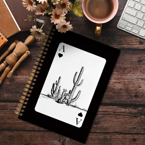 دفتر Notes Spiral Fitie Western 5.5x8.3 ، Journal Card ace Card Journal Trendy Retro Ace Card ، الهدايا الغربية للنساء ، اللوازم المكتبية السوداء ، دفاتر سوداء لتدوين الملاحظات in Kuwait