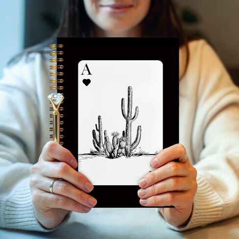 دفتر Notes Spiral Fitie Western 5.5x8.3 ، Journal Card ace Card Journal Trendy Retro Ace Card ، الهدايا الغربية للنساء ، اللوازم المكتبية السوداء ، دفاتر سوداء لتدوين الملاحظات in Kuwait