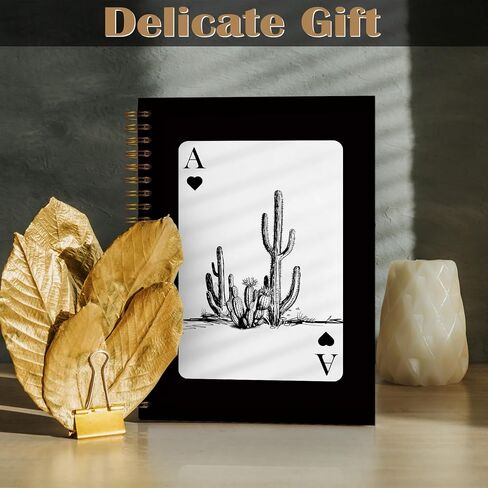 دفتر Notes Spiral Fitie Western 5.5x8.3 ، Journal Card ace Card Journal Trendy Retro Ace Card ، الهدايا الغربية للنساء ، اللوازم المكتبية السوداء ، دفاتر سوداء لتدوين الملاحظات in Kuwait