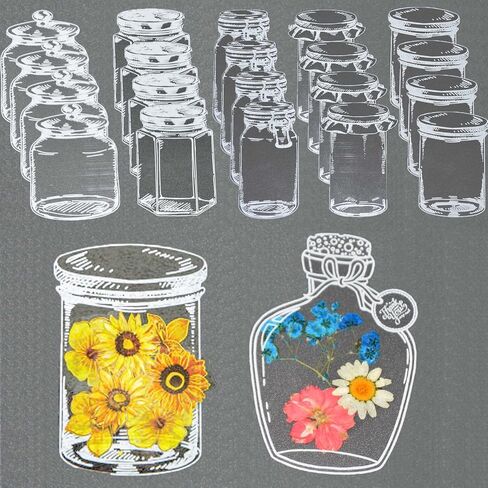 40PCS Dried Flower Bookmarks Clear Jars, Large DIY Mothers Day Pressed Flower Bookmark, Plant Bookmark Set, Transparent Drift Bottle Handmade Glassware Stickers in Saudi Arabia