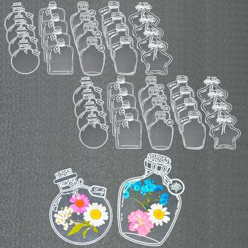 40PCS Dried Flower Bookmarks Clear Jars, Large DIY Mothers Day Pressed Flower Bookmark, Plant Bookmark Set, Transparent Drift Bottle Handmade Glassware Stickers in Saudi Arabia