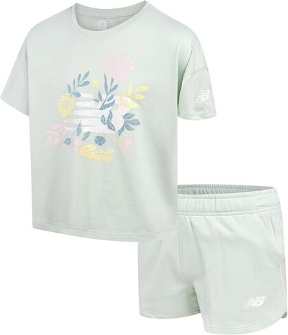 طقم شورت نيو بالانس أكتيف - قطعتين تي شيرت وسروال قصير الأكمام (المقاس: 7-12) in Kuwait