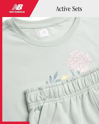 طقم شورت نيو بالانس أكتيف - قطعتين تي شيرت وسروال قصير الأكمام (المقاس: 7-12) in Kuwait