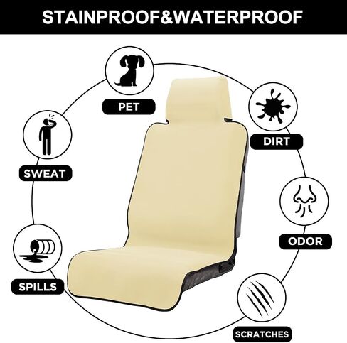 Waterproof Seat Cover Towel, Premium Sweat Carseat Protector, Perfect for Universal Anti-Slip Car Truck SUV Seat, Great for Surfing Yoga Gym Workout, Tan in Kuwait