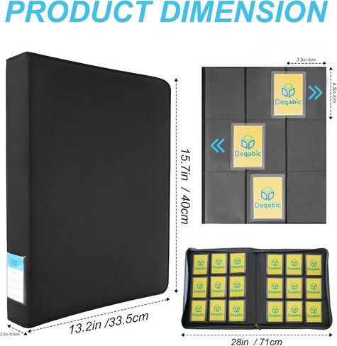 DEQADIC Card Binder for Top Loaders, 9 Pocket Holds 288 Cards, 20 Toploaders INCLUDED, Side Loading Ringless Card Collection Binder for Sports Game, Black in Kuwait