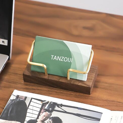 حامل بطاقة الأعمال الخشبية لبطاقة عرض بطاقة العمل مكتب سطح المكتب Stand for Office Tabletop (خشب الجوز الأسود) in Saudi Arabia
