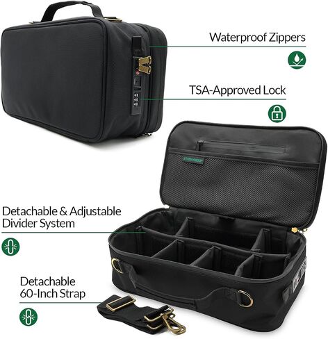 Large Storage Case with TSA Combination Lock, Removable Tray, Carbon Lining XL Medicine Storage Box for Travel and Home, Portable Secured Box Organizer Divider Accessories, Medicine Jars Lockable Bag in Saudi Arabia