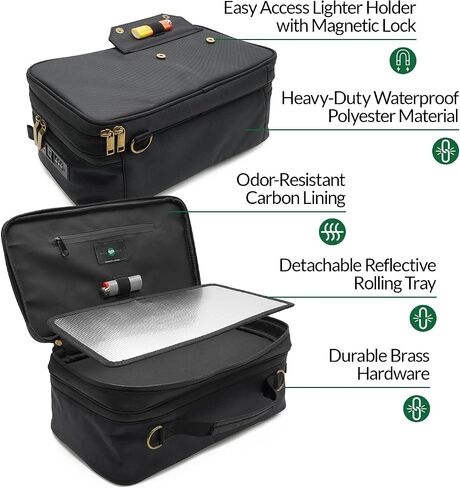 Large Storage Case with TSA Combination Lock, Removable Tray, Carbon Lining XL Medicine Storage Box for Travel and Home, Portable Secured Box Organizer Divider Accessories, Medicine Jars Lockable Bag in Saudi Arabia