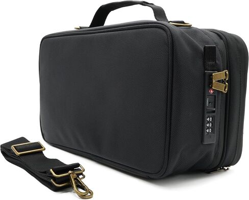 Large Storage Case with TSA Combination Lock, Removable Tray, Carbon Lining XL Medicine Storage Box for Travel and Home, Portable Secured Box Organizer Divider Accessories, Medicine Jars Lockable Bag in Saudi Arabia