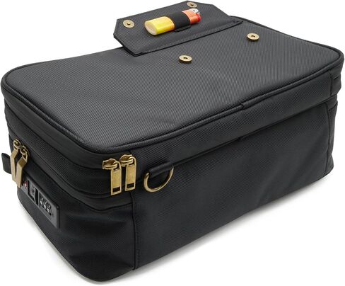 Large Storage Case with TSA Combination Lock, Removable Tray, Carbon Lining XL Medicine Storage Box for Travel and Home, Portable Secured Box Organizer Divider Accessories, Medicine Jars Lockable Bag in Saudi Arabia