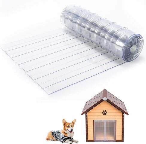 ClawJaw Dog Door Replacement Flaps, Dog House Flap-11.8" W x 4.1' L, Plastic Vinyl Door Strips for DIY Pet Door - Doghouse or Kennel Door Flap, Clear in Kuwait