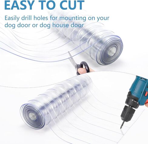 ClawJaw Dog Door Replacement Flaps, Dog House Flap-11.8" W x 4.1' L, Plastic Vinyl Door Strips for DIY Pet Door - Doghouse or Kennel Door Flap, Clear in Kuwait