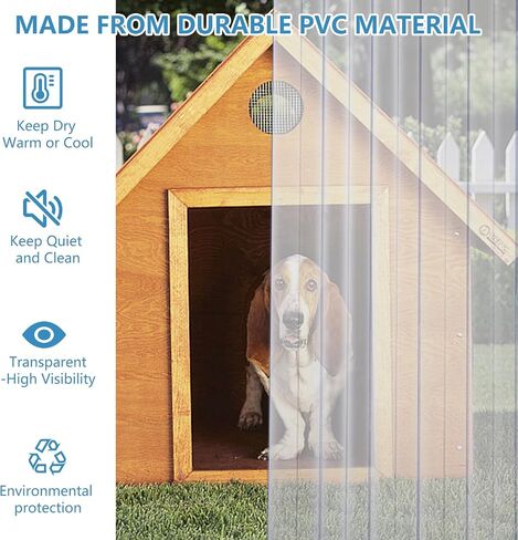 ClawJaw Dog Door Replacement Flaps, Dog House Flap-11.8" W x 4.1' L, Plastic Vinyl Door Strips for DIY Pet Door - Doghouse or Kennel Door Flap, Clear in Kuwait
