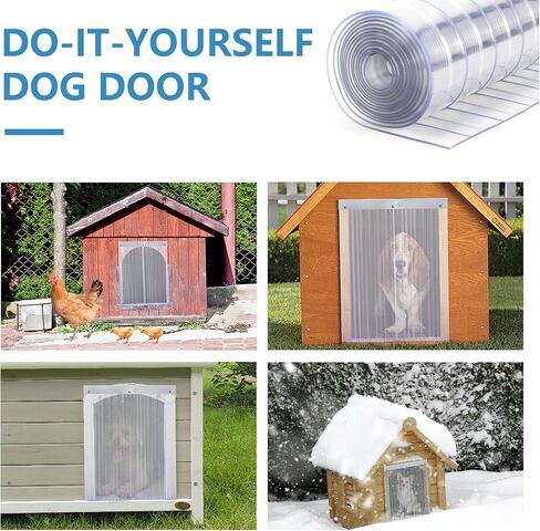 ClawJaw Dog Door Replacement Flaps, Dog House Flap-11.8" W x 4.1' L, Plastic Vinyl Door Strips for DIY Pet Door - Doghouse or Kennel Door Flap, Clear in Kuwait