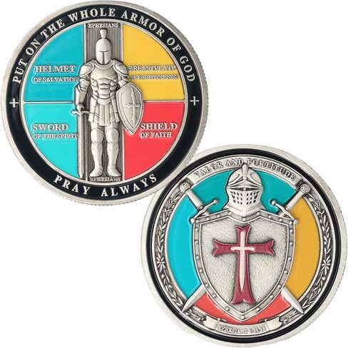 Armor of God Challenge Coin - Exquisite Christian Gift - Prayer Coin - Symbol of Faith - Perfect for Christian Church School in Kuwait