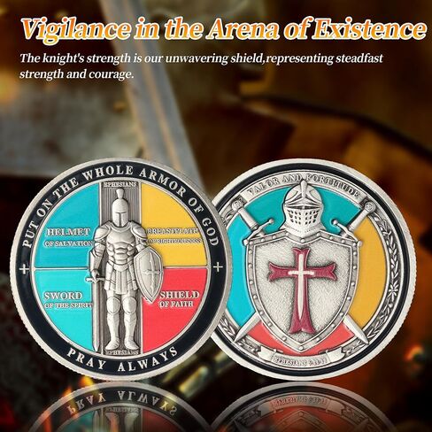 Armor of God Challenge Coin - Exquisite Christian Gift - Prayer Coin - Symbol of Faith - Perfect for Christian Church School in Kuwait