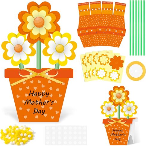 Beyumi Flower Pot Craft Kit - 24pcs عيد الأم في مركبة وعاء زهرة الوردي للأطفال تصنع أسبوعًا خاصًا بتقدير المعلم باقة من الحب. in Saudi Arabia