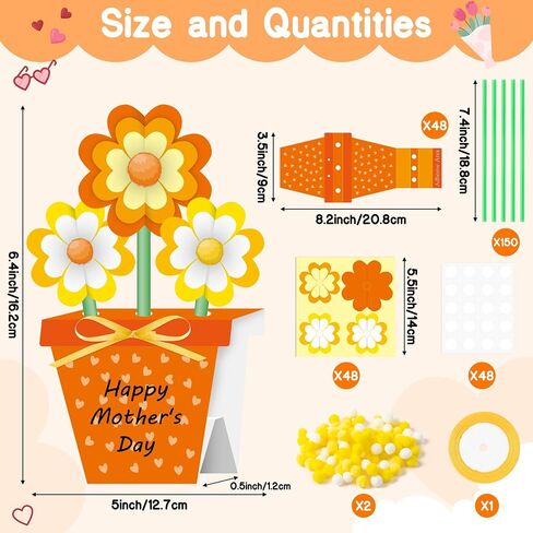 Beyumi Flower Pot Craft Kit - 24pcs عيد الأم في مركبة وعاء زهرة الوردي للأطفال تصنع أسبوعًا خاصًا بتقدير المعلم باقة من الحب. in Saudi Arabia