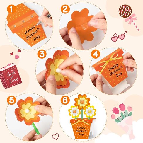 Beyumi Flower Pot Craft Kit - 24pcs عيد الأم في مركبة وعاء زهرة الوردي للأطفال تصنع أسبوعًا خاصًا بتقدير المعلم باقة من الحب. in Saudi Arabia