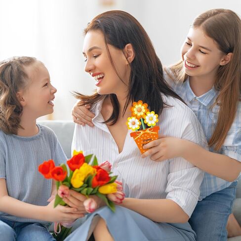 Beyumi Flower Pot Craft Kit - 24pcs عيد الأم في مركبة وعاء زهرة الوردي للأطفال تصنع أسبوعًا خاصًا بتقدير المعلم باقة من الحب. in Saudi Arabia