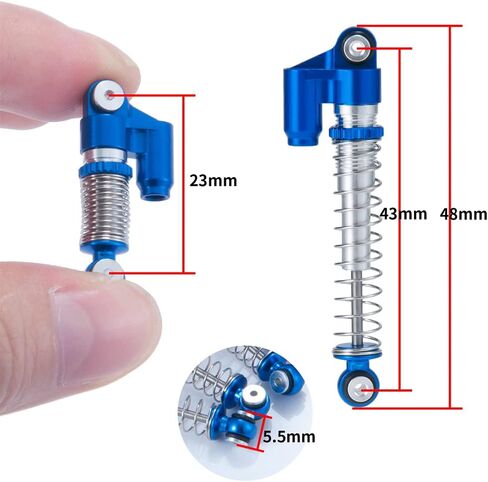RCLIONS 43mm RC Shocks Adjustable Absorber Damper for All 1/24th Axial SCX24 AXI90081 Deadbolt AXI00005/AXI00006 RC Crawler Car Upgrades (Blue) in Saudi Arabia