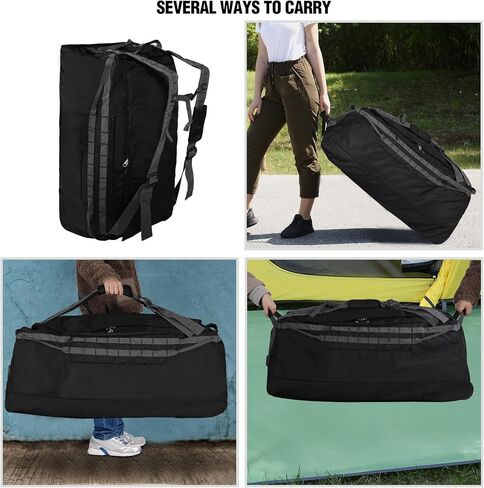 Domaker Folding Wheeled Rolling Duffle Bag for Camping Travel, Large Lightweight Duffel Bag with Casters and Pull Handle, Grey, 30'' in Kuwait